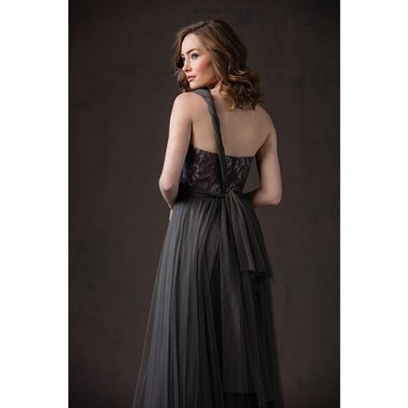 2708 NWT L184063 Belsoie Long Sweetheart Strapless Soft Tulle & Metallic Lace - Picture 3 of 6